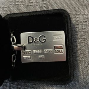 Authentic Dolce & Gabbana credit card style dog tag necklace with 22” chain.